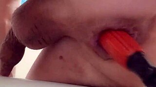 Natural Tits Woman Squirming From Anal Stretching And Fisting With Monster Cock