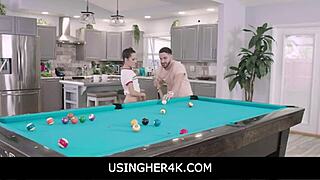 Teen Freya gets used hard on the pool table
