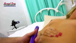 Busty Blonde Hottie Anya Gives Footjob and Gets Pussy Fingered in Intense Doggystyle