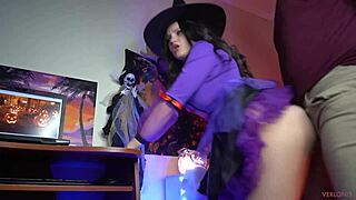 Halloween Witch Verlonis Craves Bouncing Her Tight Pussy on Big Cock