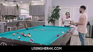 Teen Freya gets used hard on the pool table
