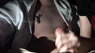 femdom gives deepthroat blowjob in car with handjob