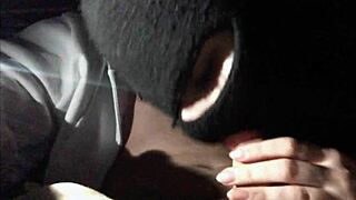 femdom gives deepthroat blowjob in car with handjob