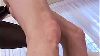 curly haired babe with hairy pussy gets big ebony and ivory cocks