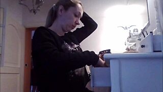 Fucking while putting on makeup, topless