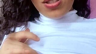 Hot Brazilian Brunette In Lingerie Asks You To Cum On Her Natural Tits