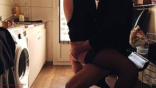 I can't resist showing my cock at the cafe behind my step mother-in-law