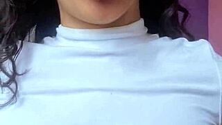 Hot Brazilian Brunette In Lingerie Asks You To Cum On Her Natural Tits