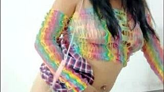 She opens up and slides pink dildo in wet pussy