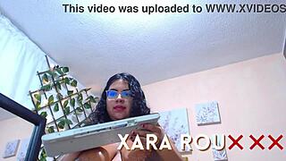 colombian latina masturbates in front of mirror