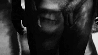 Bound black european gay masturbates in bondage fetish scene with cock insemination and sperm