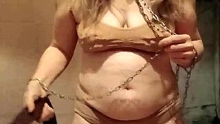 slave girl in self-session with thumbtacks and belt 😈