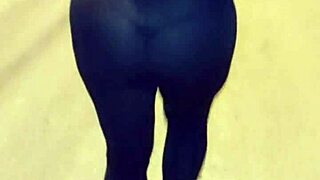 mature milf flashing huge ass in see-through leggings outdoors