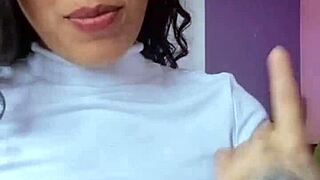 Hot Brazilian Brunette In Lingerie Asks You To Cum On Her Natural Tits