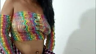 She opens up and slides pink dildo in wet pussy