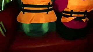 girls surprise a guy on the boat, sucking him off deepthroat style in this asian teen group