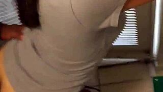 Quick creampie in the laundry room with big cock