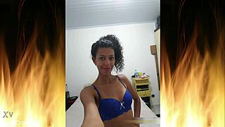 Beautiful brunette in blue lingerie trailer 01