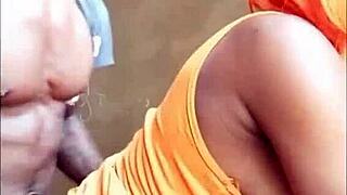 african teen takes big black cock in standing doggy like a slut