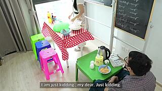 Asian Girl Gets Hardcore Pussy Lick and Fuck in Her Store