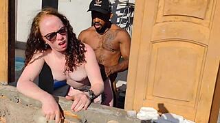 I’m captivated by this interracial couple’s first anal ride in construction site