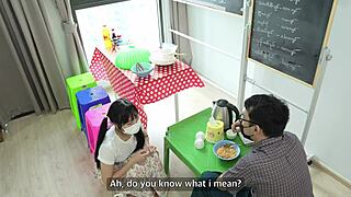 Asian Girl Gets Hardcore Pussy Lick and Fuck in Her Store