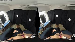 pamela morrison in a virtual reality experience with rock hard