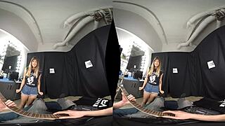 pamela morrison in a virtual reality experience with rock hard