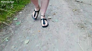 Walk in nature wearing birkenstock shoes outdoor