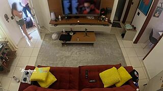 Hot Wife Thay Ksada Sucks Delivery Man On Sofa