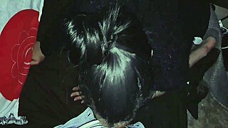 Sweet latina sucks big black cock eagerly