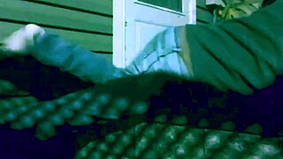 time lapse stop frame stretch against steps at night with lattice shadow ass and legs effect