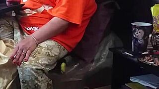 Stepmom pretends not to stare at monster cock while flashing tits.