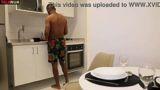 Morning coffee with big black cock in her tight pussy