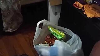 Stepmom pretends not to stare at monster cock while flashing tits.