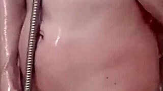 i spy on the naked milf neighbor in the bathroom shower and get so hot i cum