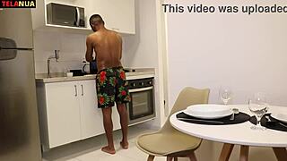 Morning coffee with big black cock in her tight pussy