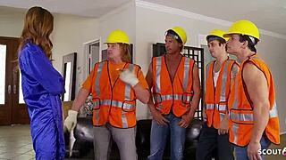 Wrecking Crew Slams Skinny Bitch Jenna Justine in Brutal Old-Young Group Banging