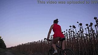 Hot Bicycle Ride Reveals Upskirt Thong and Perfect Ass for Worship