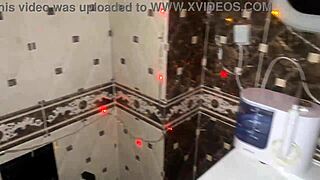 Merry Christmas with unshaved pussy pissing close-up POV