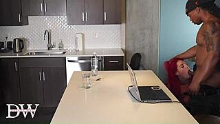 redhead foot fetish model nearly taps out from huge black cock. rough amateurs session with monster cock.