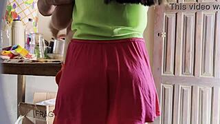 Hot Maid in Skirt Gives Handjob, Almost Got Pregnant!