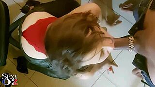 french amateur in lingerie gives blowjob and rimjob