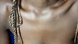 african teen shows off her phat lips sucking cock deepthroat and swallowing cum