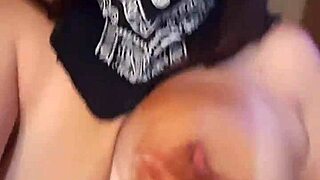 Latina with Big Nipples and Milky Tits Masturbates with Dildo