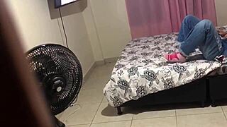 Stepson finds stepdaughter fingering in room, fucks her tight pussy