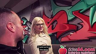 Public Sex! Curvy Blonde Nerd Mariella Sun Gets Cumshot on Glasses at Dates66!