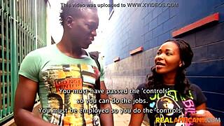 African teen blows big cock for cash in shower.