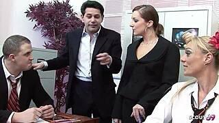 female teacher and girl seduce into ffmm foursome orgy in classroom