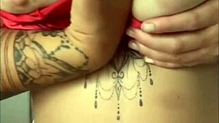 Watch this redhead exhibitionist flashing her trimmed pussy under her skirt!